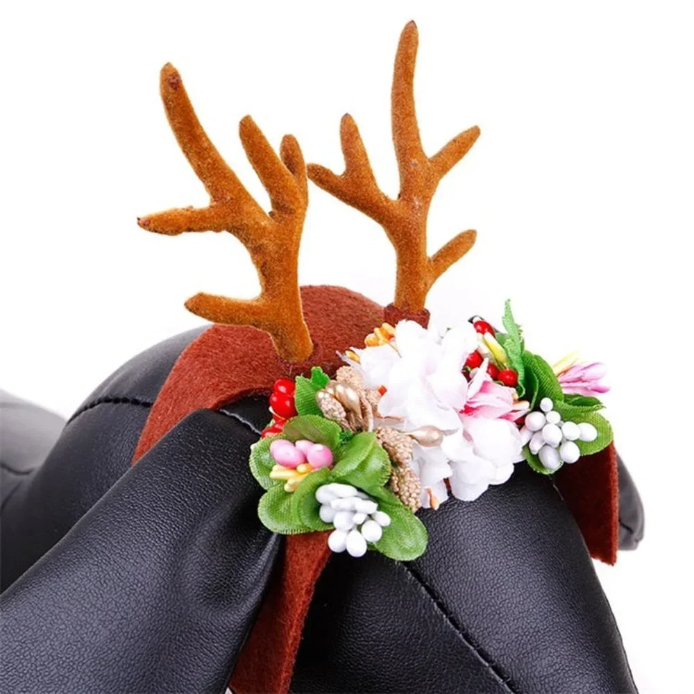Pet Elk Cat Antler Headband Flower Pet Headwear Christmas Dog Costume